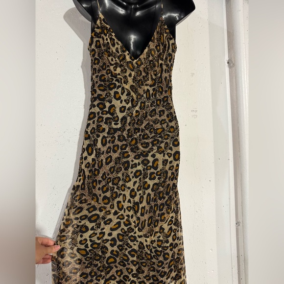 Vintage Sean Collection 100% Silk Leopard Print Maxi Dress – Size M - Picture 12 of 13